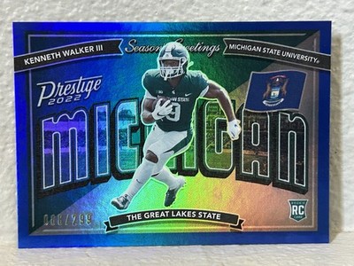 2022 Prestige Kenneth Walker Blue Rc /299 Season Greetings SP Rookie Card nfl