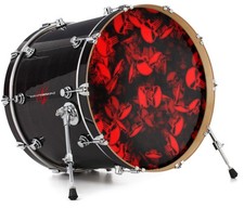 Vinyl Decal Skin for 24" Bass Kick Drum Head Skulls Confetti Red