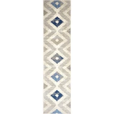 Melrose Maritza Area Rug, 2x7 Runner, Blue/Ivory