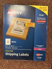 AVERY - 100 Sheets 200 Labels - 5126 - Internet Shipping Labels - Laser - NEW