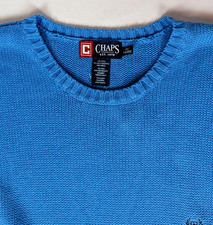 Chaps NWT Men's Size 2XL Blue 100 Cotton Crew Neck Long Sleeve Pullover Sweater