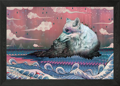Einsamer Wolf gerahmtes Wandbild Poster Leinwanddruck Bild
