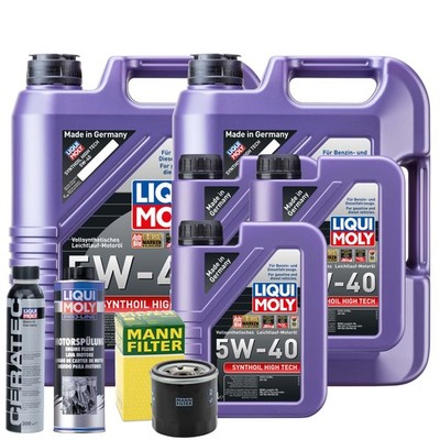 Motoröl 5W40 LIQUI MOLY Synthoil High Tech 13L +MANN Ölfilter +Spülung +Cera Tec