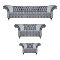 Sofagarnitur Grau Set 3Tlg Design MöBel Sessel Chesterfield Sofas Wohnzimmer