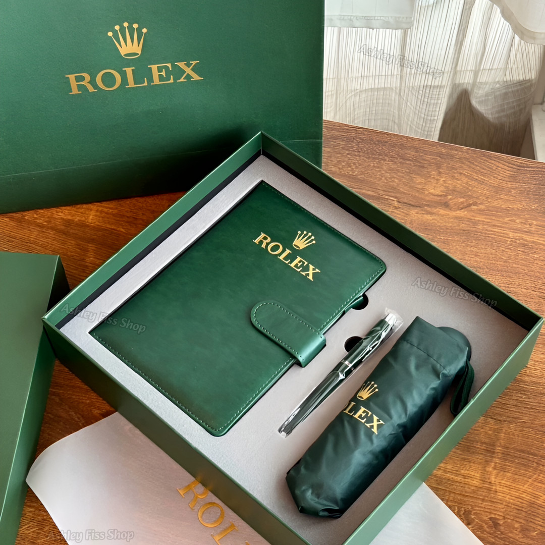 Hot Rolex VIP Gift Set Green Pen Notebook Umbrella Luxury Rare