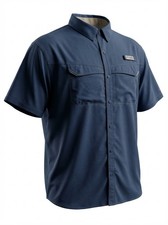 Columbia PFG Omni-Shade Blue Short Sleeve Button-Up Fishing Shirt Men XL