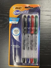 BIC Gel-ocity Smooth Stick Gel Pens Fine Point 0.5mm Assorted Ink 4Ct. Lot Of 1