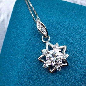 Authentic 2Ct Lab Created Diamond Six-stone Shooting Star Pendant 14K White Gold Plated