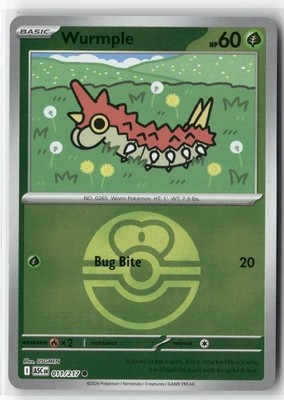 WURMPLE (LOVE BALL) 011/217 HOLO COMMON ASCENDED HEROES POKEMON REVERSE HOLO NM