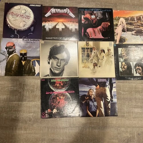 Lot Of 11 Rock Vinyl:J Priest, Fixx,Zepplin,B Sabbath,Scorpions,Metallica,Stones
