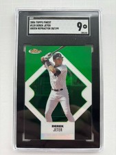 2006 Derek Jeter HOF Topps Finest Green Refractor SN# SGC
