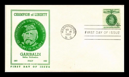 DR JIM STAMPS US COVER GARIBALDI CHAMPION OF LIBERTY FDC CASCADE CACHET