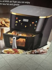 Friteuse à air chaud noir/doré écran LCD tactile avec panier et grille