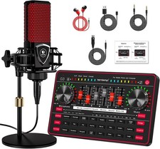 Podcast Microphone Bundle with Live Sound Board Audio Mixer Equipment 3.5mm