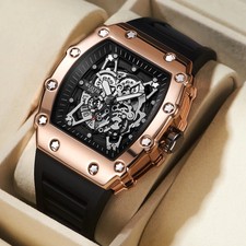 Men's Quartz Wrist Watch Large Dial Waterproof Sport Luminous Square Analog