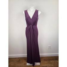 BHLDN Purple V-Neck Twist Front Draped Maxi Gown Dress Size 8 Sleeveless Formal