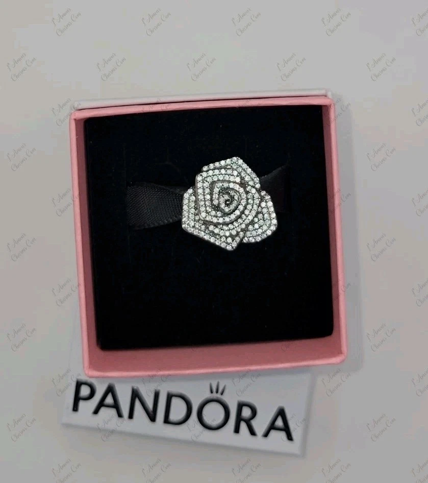 Nuevo Pandora Plata Brillante Rosa en Flor Dije De Gran Tamaño #793245C01 Con Caja D82 Foto 3 de 4