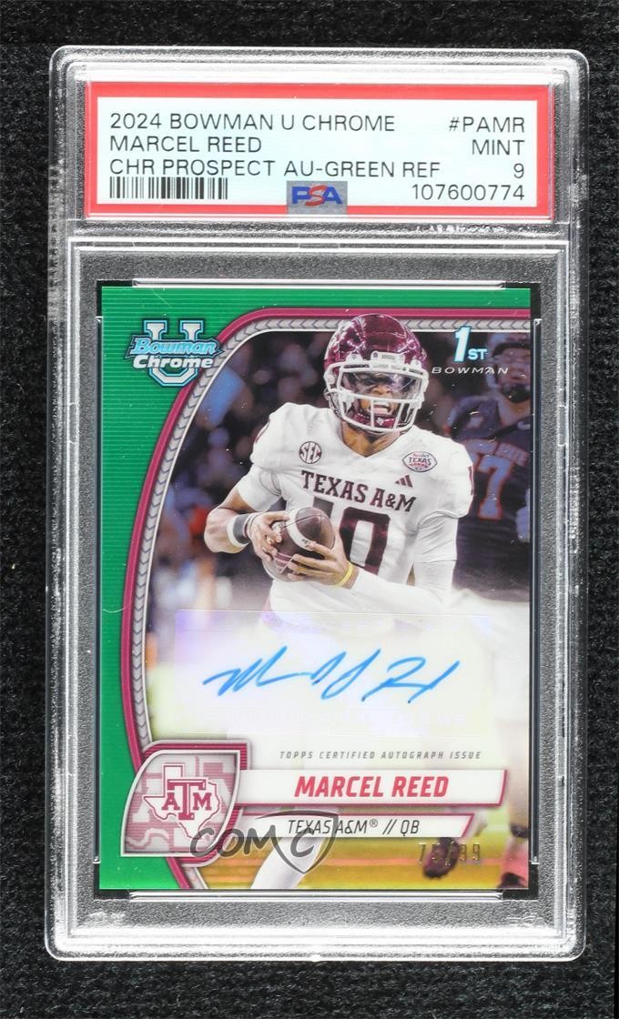 2024 Bowman U Chrome Prospect Green Refractor 75/99 Marcel Reed PSA 9 Auto 0j3l