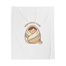 Hibernation Mode bear blanket | Velveteen plush, cozy comfort nap time