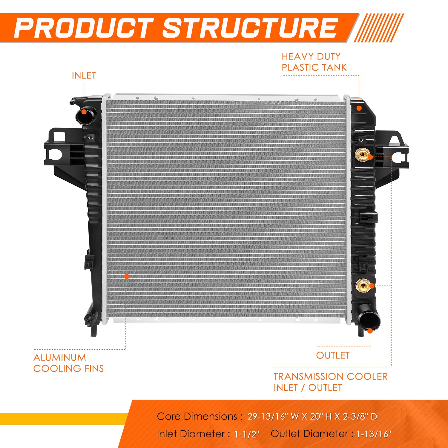 2481 Radiator Aluminum Core Replacement Radiator For 02-06 Jeep Liberty 3.7L V6 Full ...