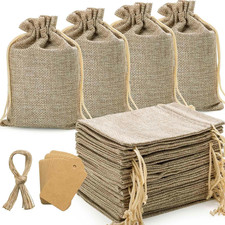 25PCS Burlap Gift Bags With Drawstring, 4x6 Small Party Favor Gift Bags, Burlap