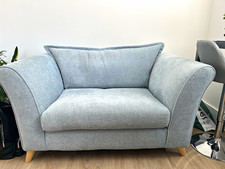 Baby blue Solid Fabric Upholstered Loveseat, 2 Seater for Living Room