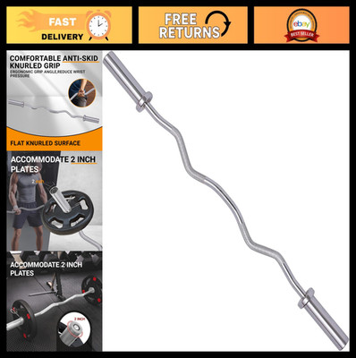 47'' Olympic EZ Curl Bar - 2-Inch Weight Lifting Bar for Biceps, Squats & Hip Thr