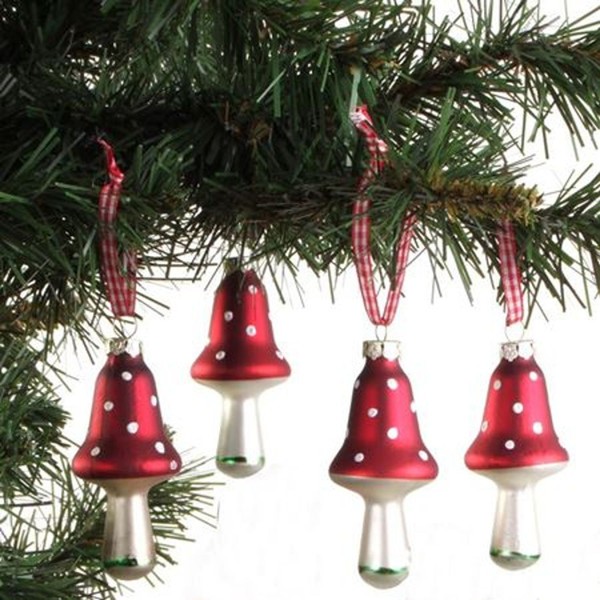 Glas-Weihnachtsbaumschmuck Pilz 4Er-Set Christbaumkugeln AnhäNger Weihnachtsdeko-image