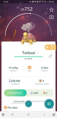  Shiny Torkoal (Schillernd Qurtel) Pokemon GO  Exchange or PTC