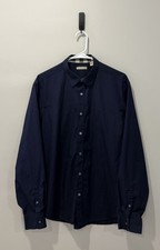 Authentic BURBERRY Brit Blue Shirt Size 2XL XXL Nova Check Cuffs Navy