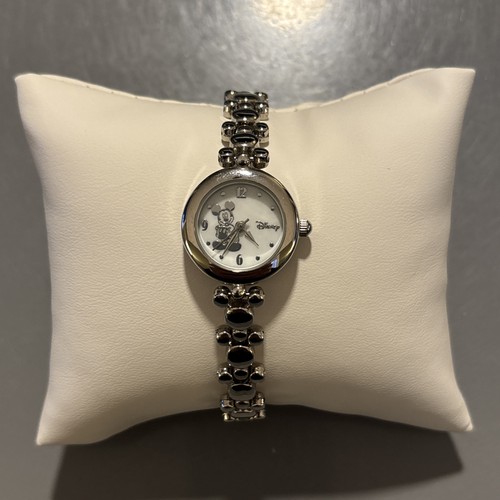 Vintage Disney Mickey Mouse Women’s Watch Silver Tone Ears Link Bracelet - Works