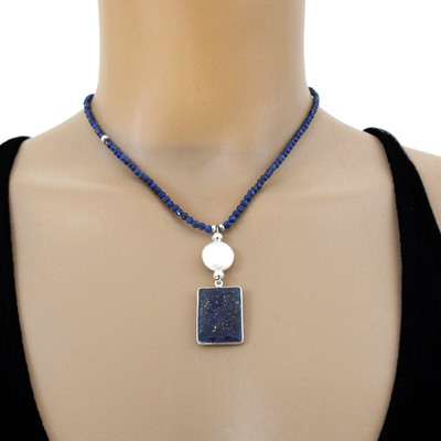 djs Sundance Sol Lapis White Coin Pearl Sterling Silver Boho Necklace LK Catalog