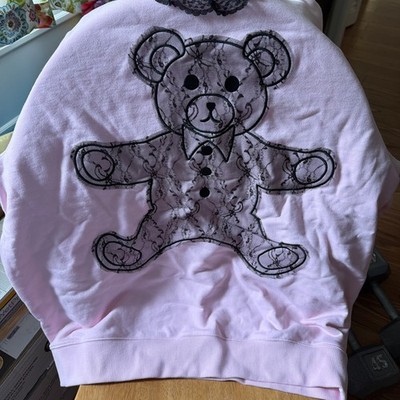 Teddy Fresh Lace Applique Bear Sweatshirt Pink Long Sleeve Size XL  NWOT