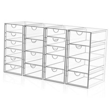Acrylic Makeup Organizer with 4 Pack Clear Storage Drawers, 19 Drawers
