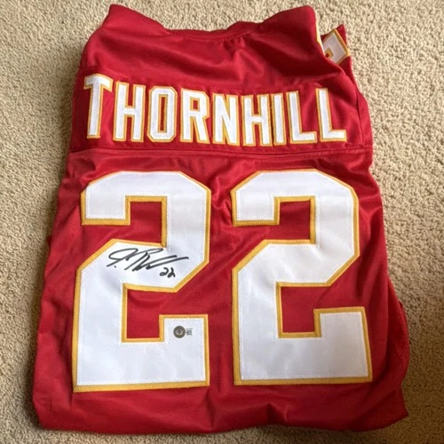 Kansas City Chiefs Thornhill #22 Red Football Jersey Autographed Beckett BAS
