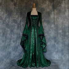 Halloween Costume Witch Long Dress Women Party Medieval Revival Adults Cosplay