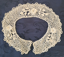 Lace Collar Antique Very Pale Cream Vintage Floral Needlework USA