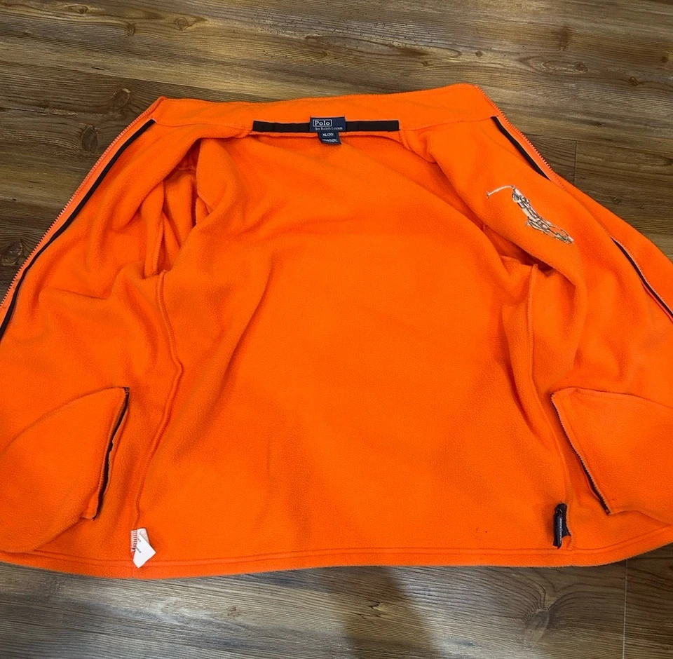 Chaqueta polar Polo Ralph Lauren para niños 20/X-grande cremallera completa Big Pony naranja preppy Foto 3 de 4