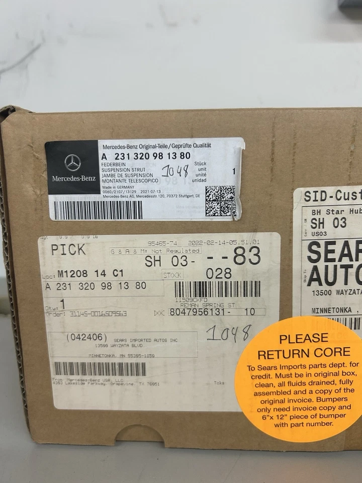 Mercedes Benz 2013-2019 Genuine OEM Reman Spring Suspension Strut A231320981380 - Image 3 of 3