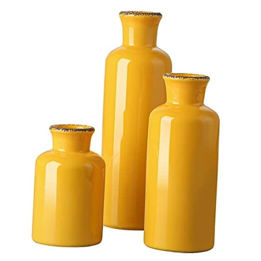 - Ceramic Vase Set,Modern Decorative Vases for Home Decor, Yellow