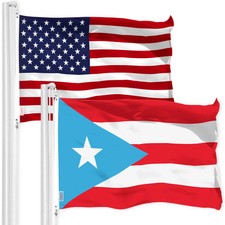 G128 Combo: USA Flag Puerto Rico Light Blue Flag 4x6 Ft Printed Polyester
