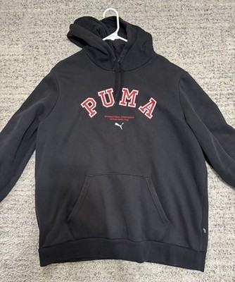 Puma Vintage Arch Logo Hoodie Men's XL Black Red Collegiate Sportswear 1948