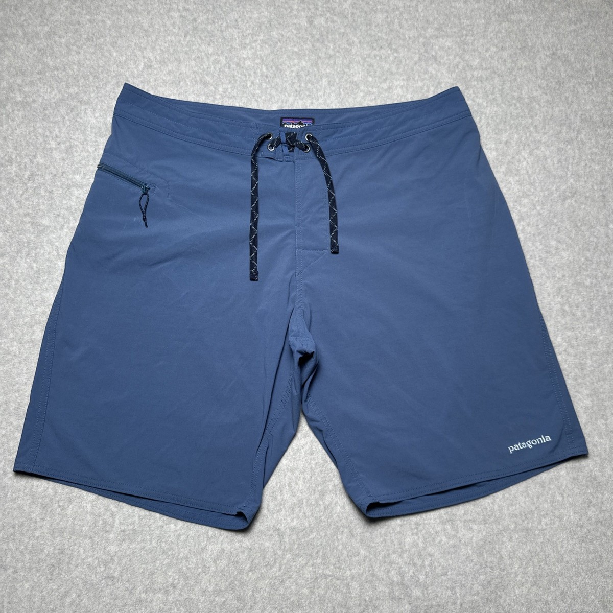 Patagonia Board Shorts Mens 40 Blue Swim Drawstring Waist Zip 