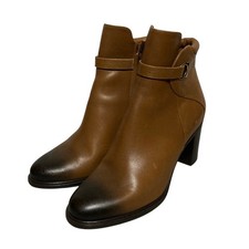 Salvatore Ferragamo Gancini Metal Side-Zip Short Boots, 6.5C, Brown Women USED