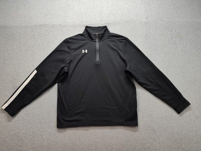 Under Armour Men Jacket LG Black Logo 1/4 Zip Mock Neck Long Sleeve Activewear