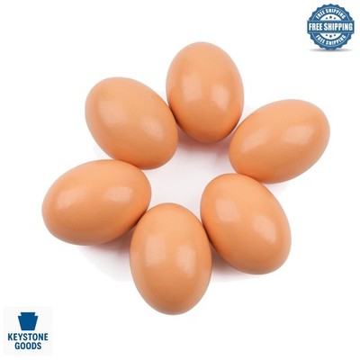 Set of 6 Wooden Eggs for Kids, Crafts & Farm Decor