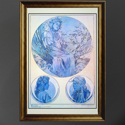 Dark Academia Gothic Mucha Art Nouveau Giclee 12x18 Wall Decor Somewhere Warm