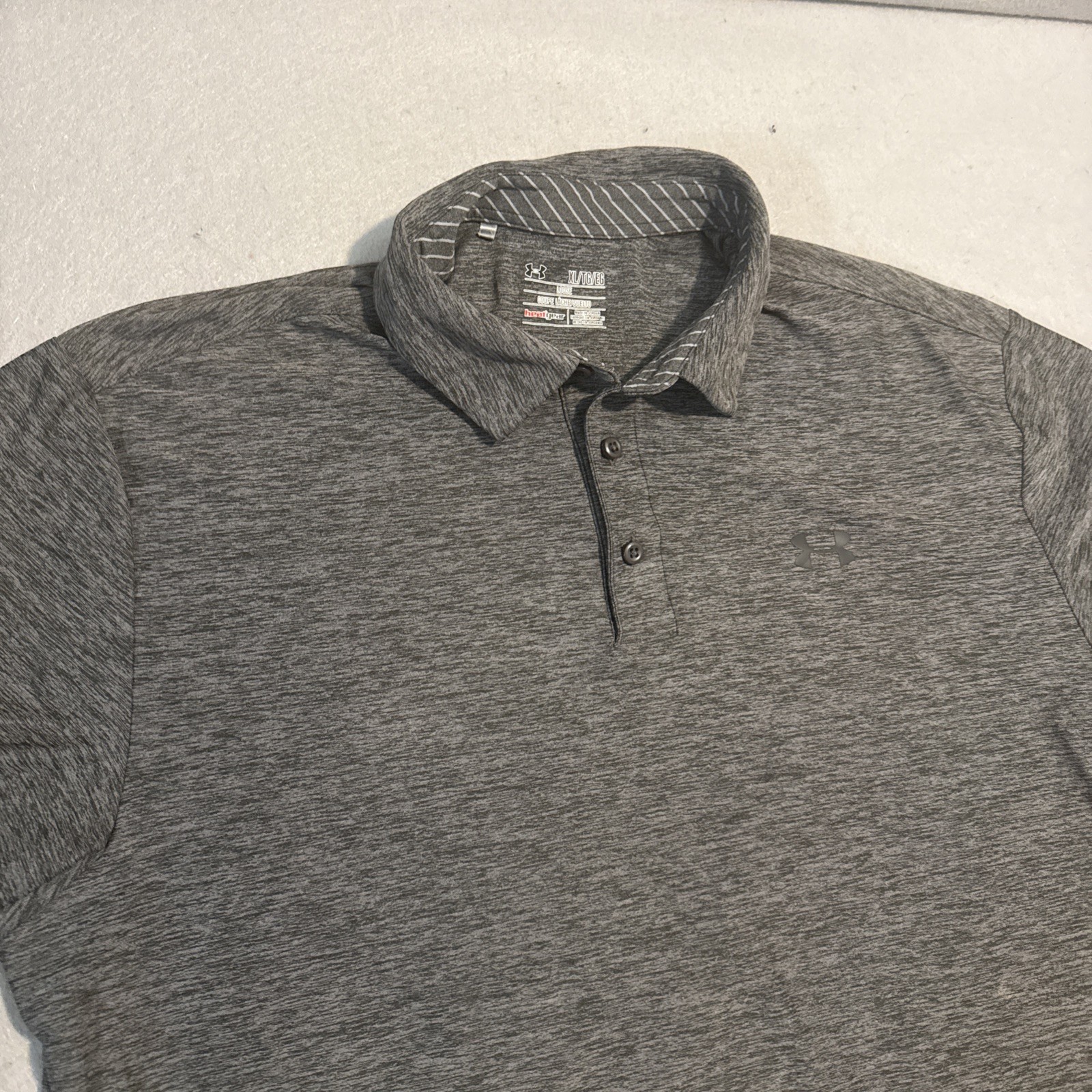 Under Armour Polo Shirt Men's XL Gray Heat Gear Short Sleeve Loose