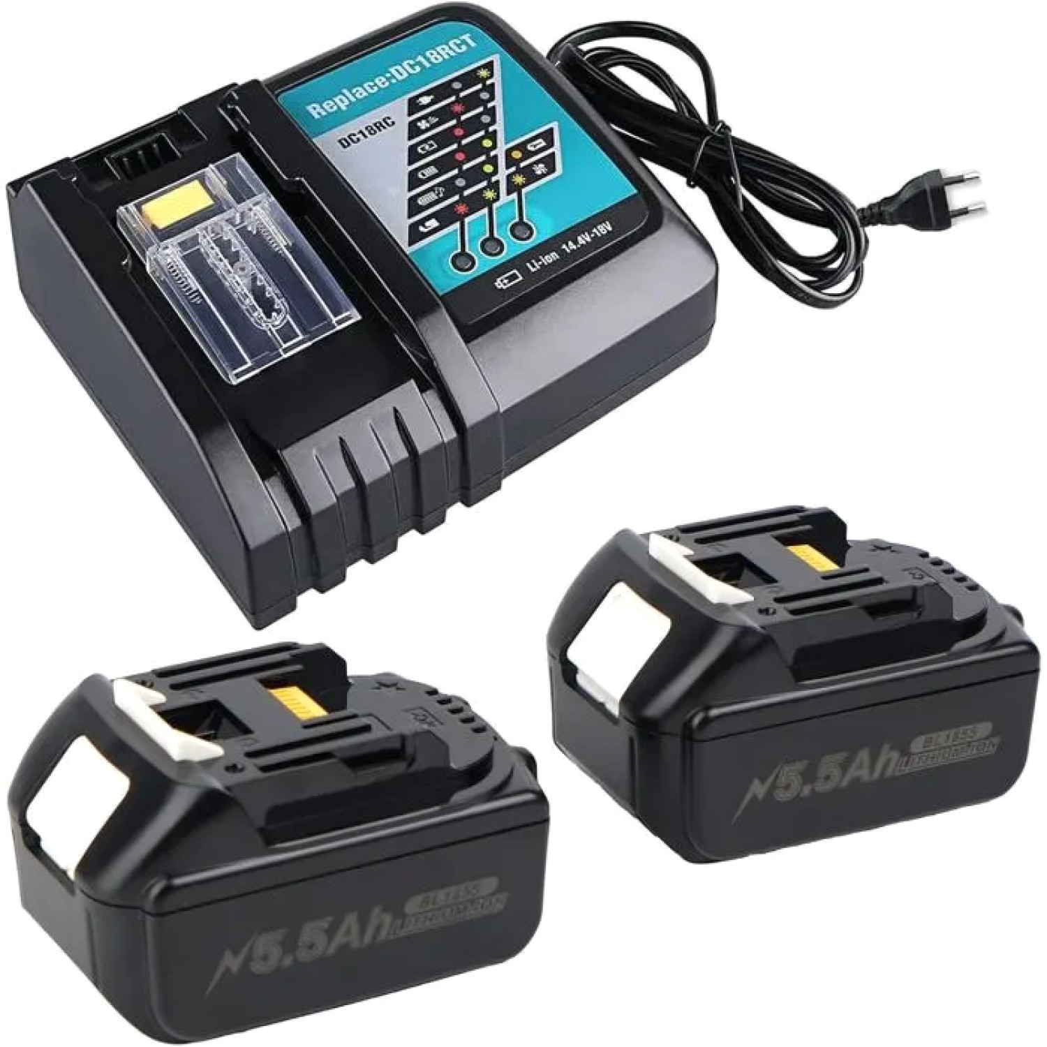 MAKITA 18V Batteries 5.5Ah x2 Chargeur DC18RC accumulateur Lithium-Ion LXT