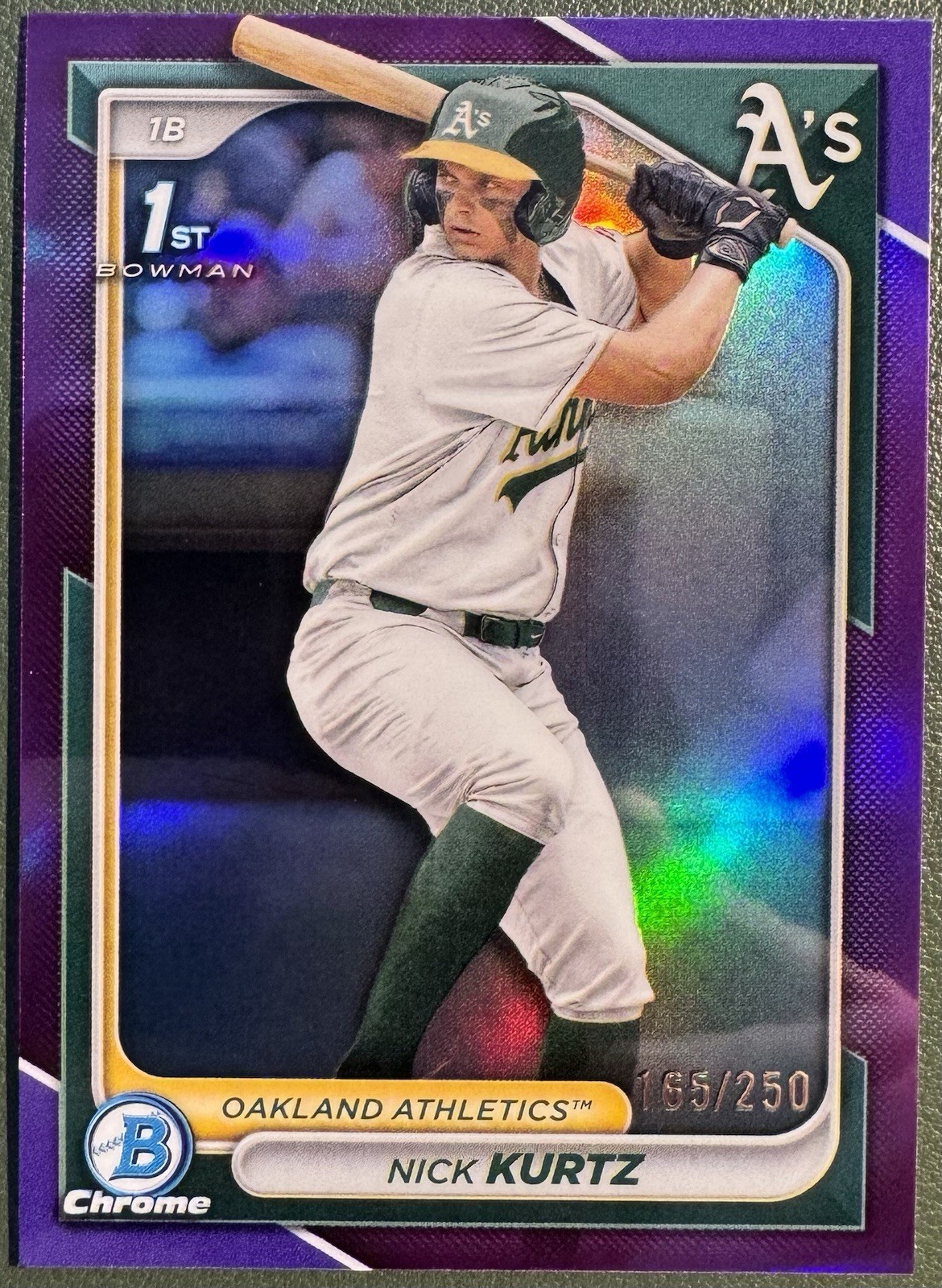 Bowman 2024 Draft Chrome Nick Kurtz BDC-56 Purple Refractor /250 Athletics